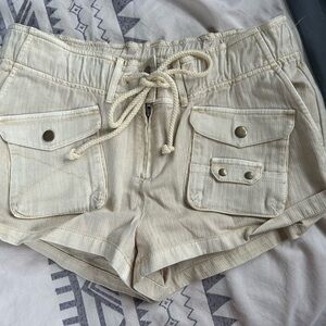 Free People Cream Cargo Shorts